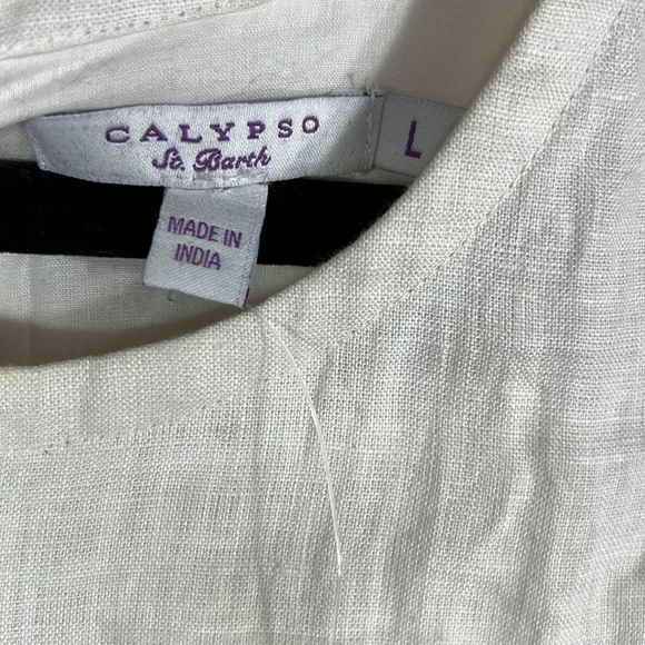 Calypso St. Barth | NWT White Sachi Sleeveless Mini Linen Dress~L - Picture 5 of 7